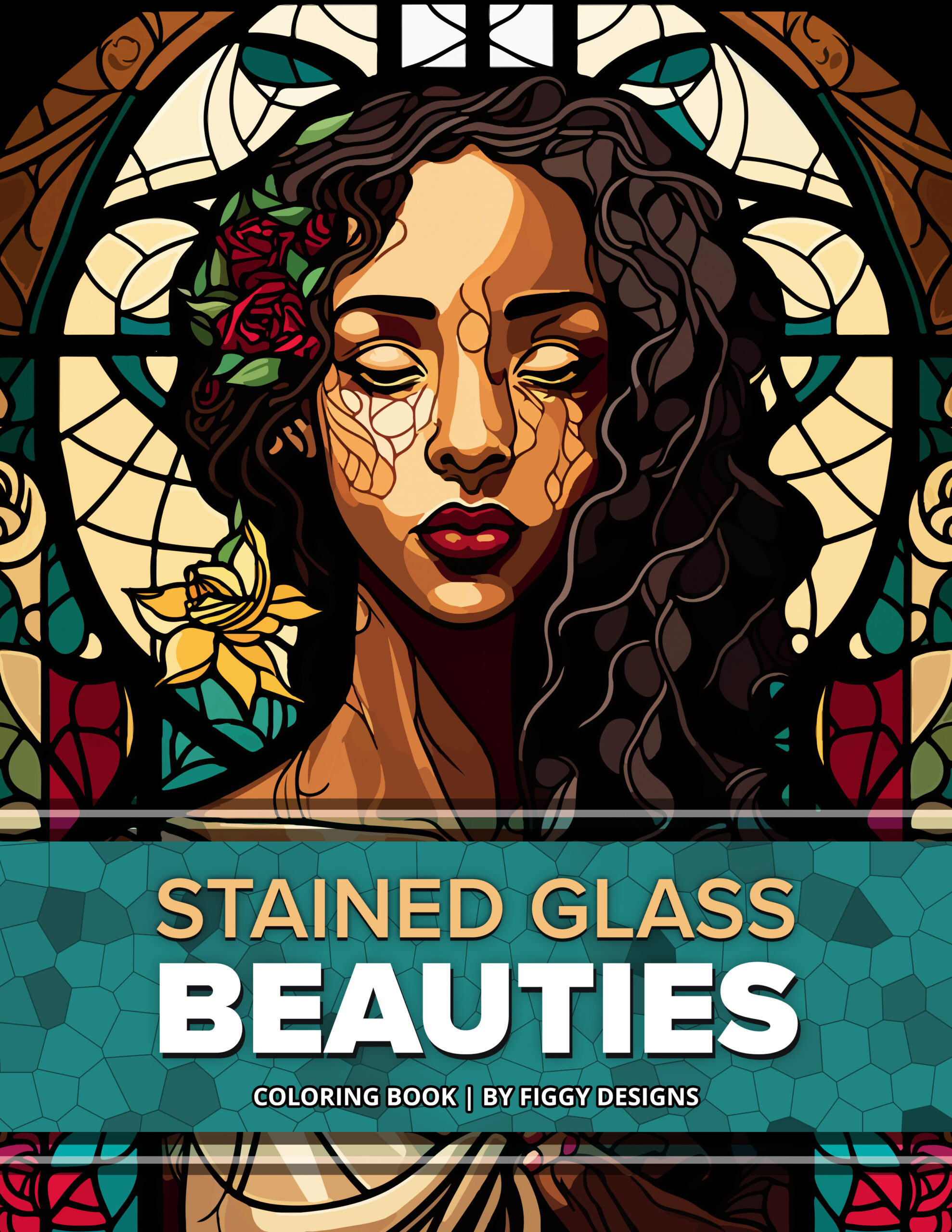 Stained Glass Beauties Coloring Book