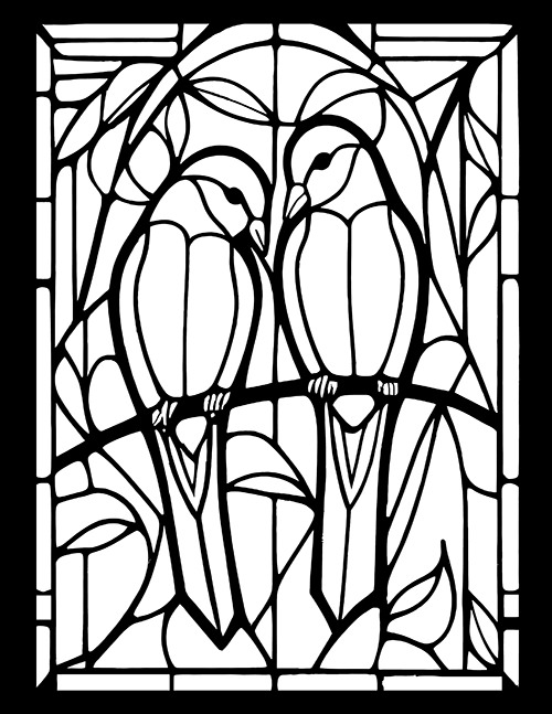 Stained Glass Birds Coloring Book — Figgy Designs