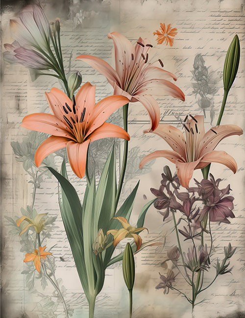 Collage Art Paper: Vintage Botanical