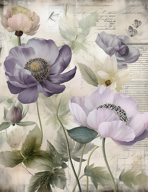 Collage Art Paper: Vintage Botanical