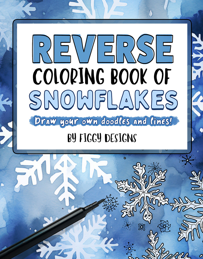 Reverse Coloring Book of Snowflakes by Figgy Designs