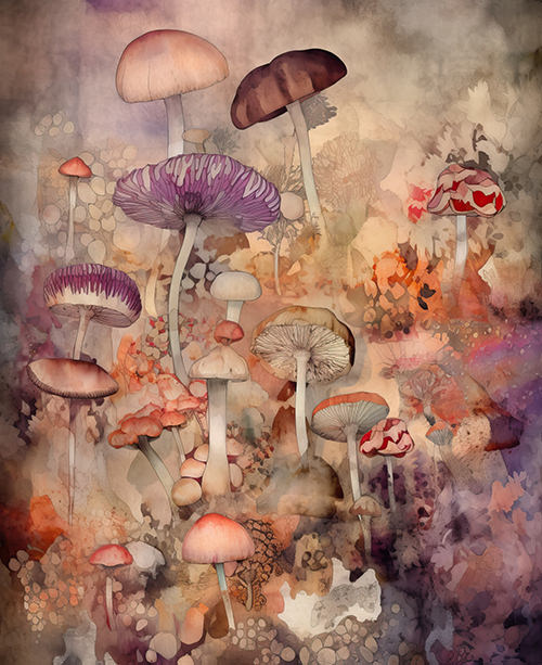 Collage Art Papers: Mushrooms