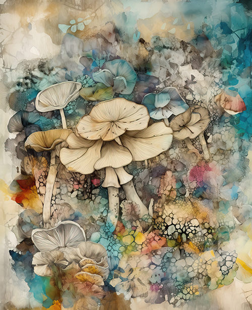 Collage Art Papers: Mushrooms