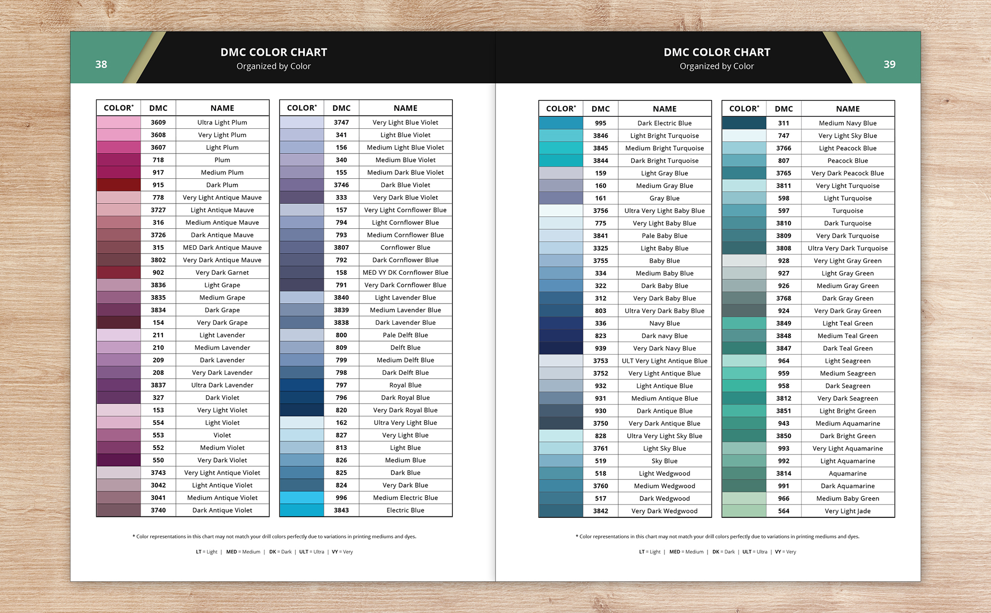 dmc color chart card book | 8.5  x 11  | 28 Pages