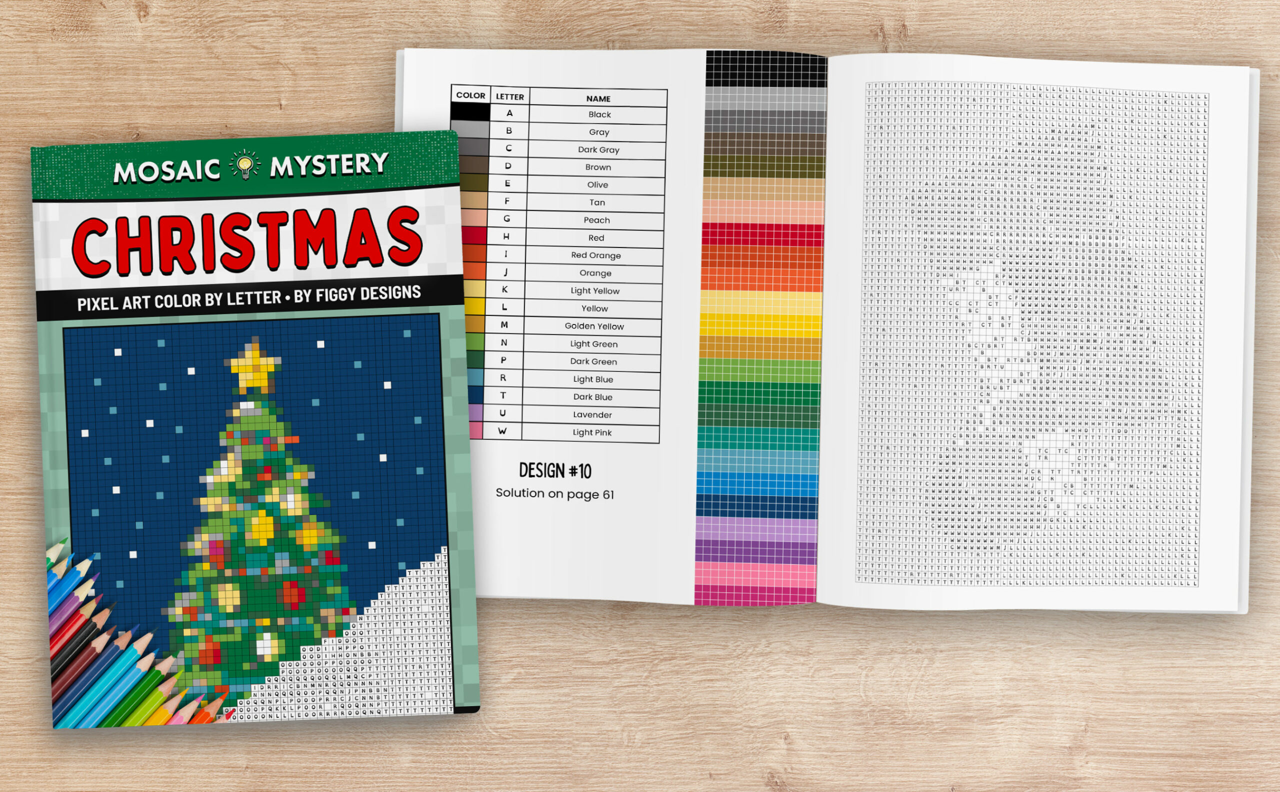 Mosaic Mystery: Christmas — Pixel art color by letter