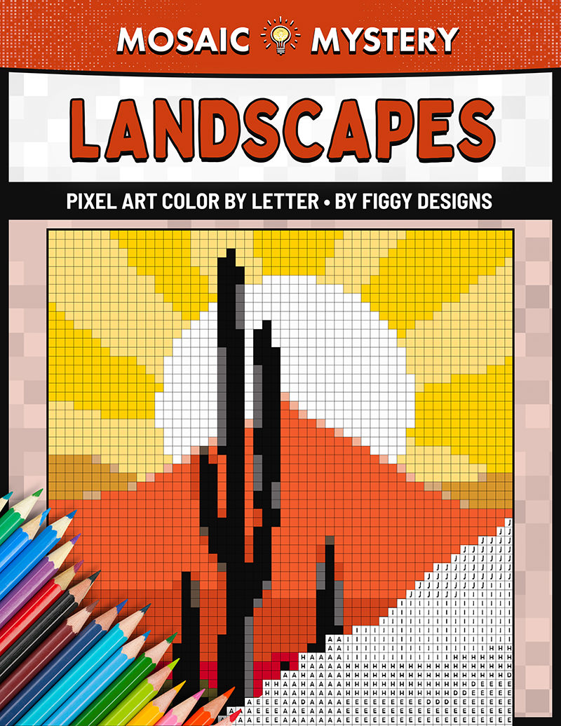 Mosaic Mystery Landscapes Coloring Book