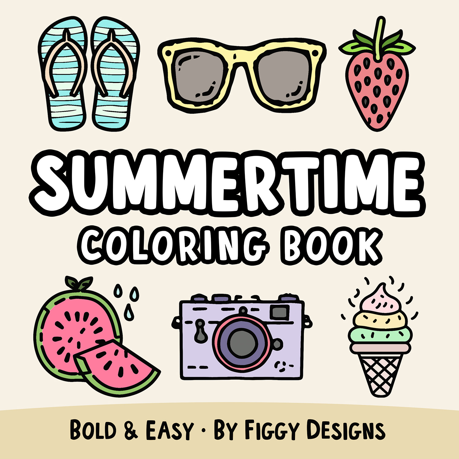 Summertime Bold and Easy Coloring Book